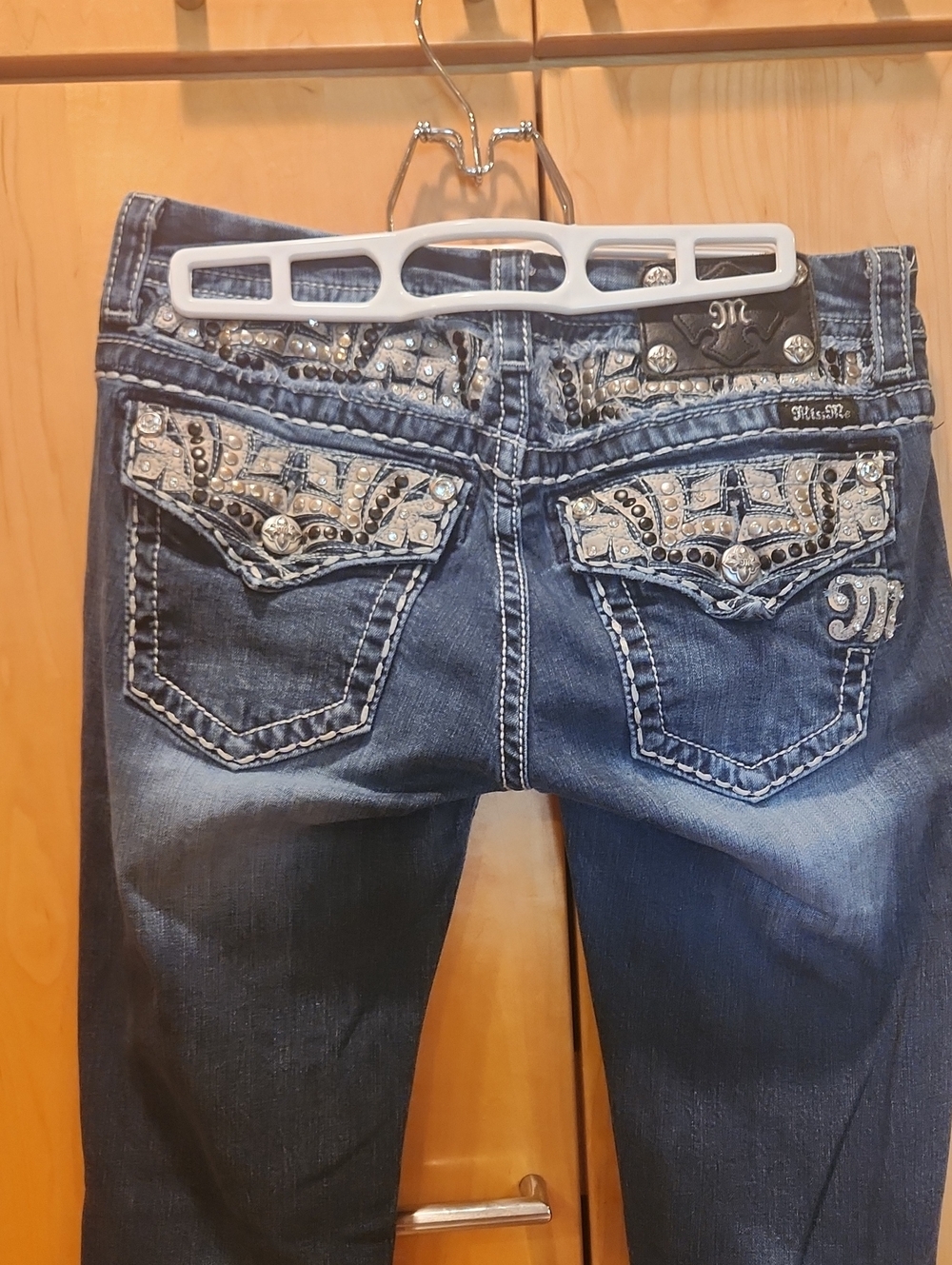 Miss Me Dark Blue Bootcut Jeans with Embellished Back Pockets